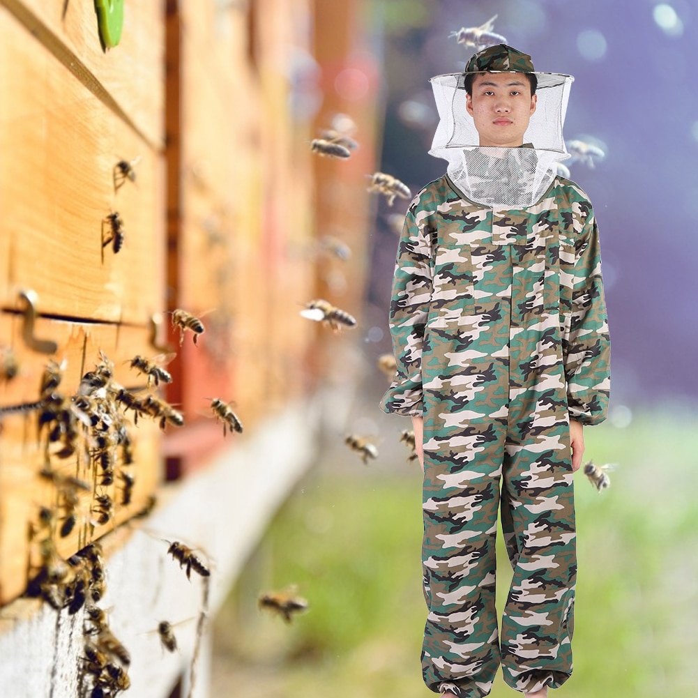Beekeeper Costume Beekeeper Smock Suit One-Piece Round Hat Beekeeping Uniform Veil Protection Outfit Beekeeper Equipment hats