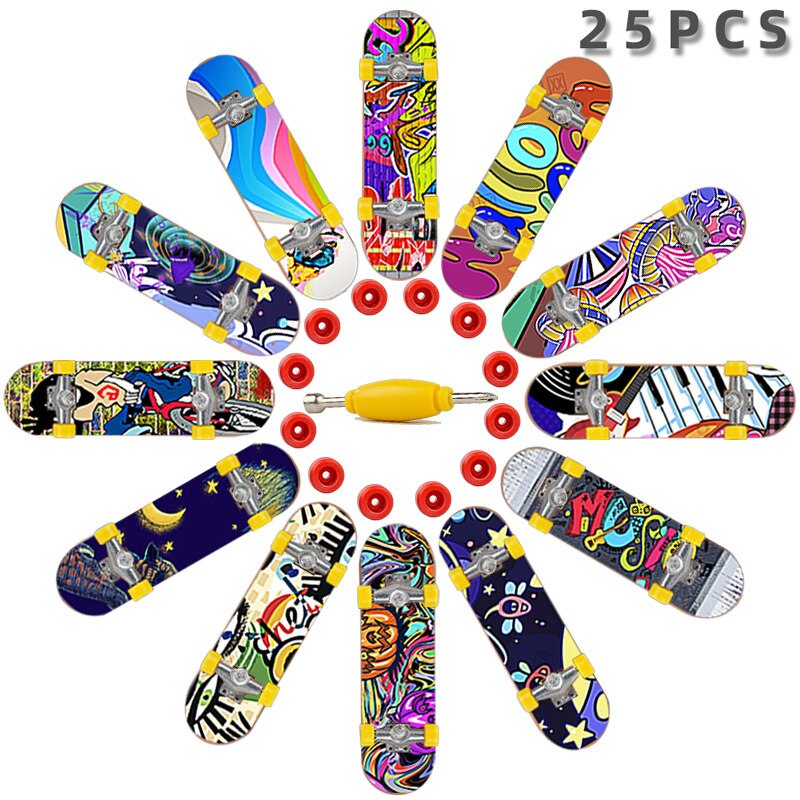 Søt fest favor barn barn mini fingerbrett gripebrett legert skate boarding leker tilfeldig: 25 stk