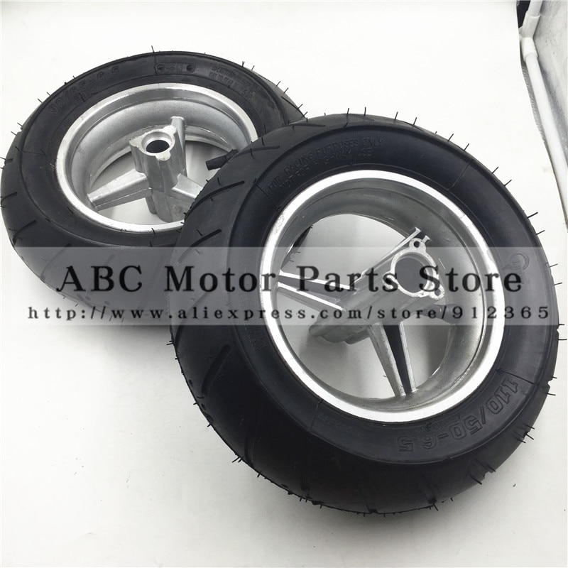 pocket bike Wheel 110/50-6.5 and 90/65-6.5 front and rear one set Vacuum tire for pocket bike 47cc 49cc