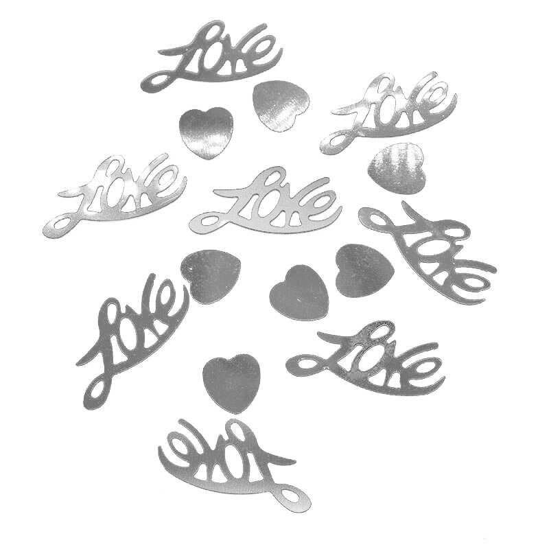 15g scintillant amour coeur lettres paillettes confettis accessoires de fête de mariage confettis mariage jeter Table décoration fournitures: Argent