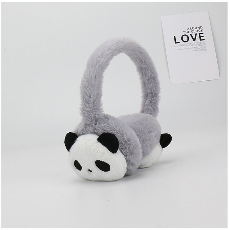 Maikun, nuevos orejeras mullidas de felpa con dibujos animados para niños, bolsas con orejas de Panda bonitas y cálidas para estudiantes de invierno: Blanco