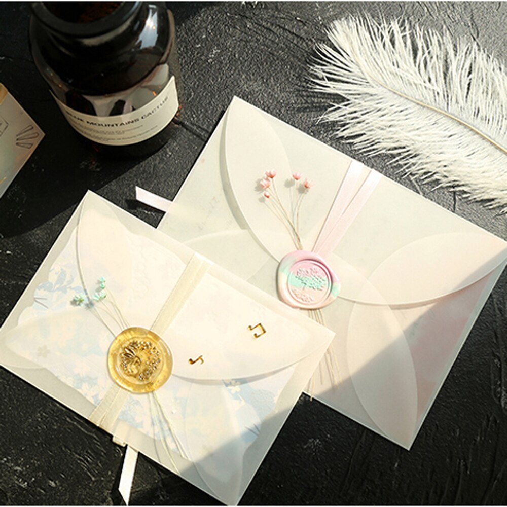 10pcs/lot Semi-transparent Sulfuric Acid Paper Envelopes For DIY Postcard /Card Storage, Wedding Invitation, Packing