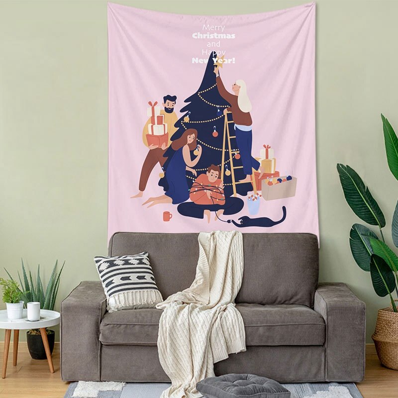 Jule vægtapet juletræ trykt gobelin hængende juletapeter væg baggrund klud festival indretning: S -2 gobelin / 73 x 95cm