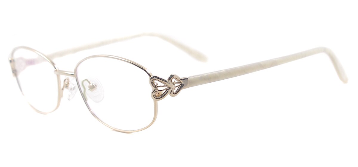 Gafas con montura pequeña de acero inoxidable para mujer, lentes graduadas multifocales con borde completo, a la: Oro