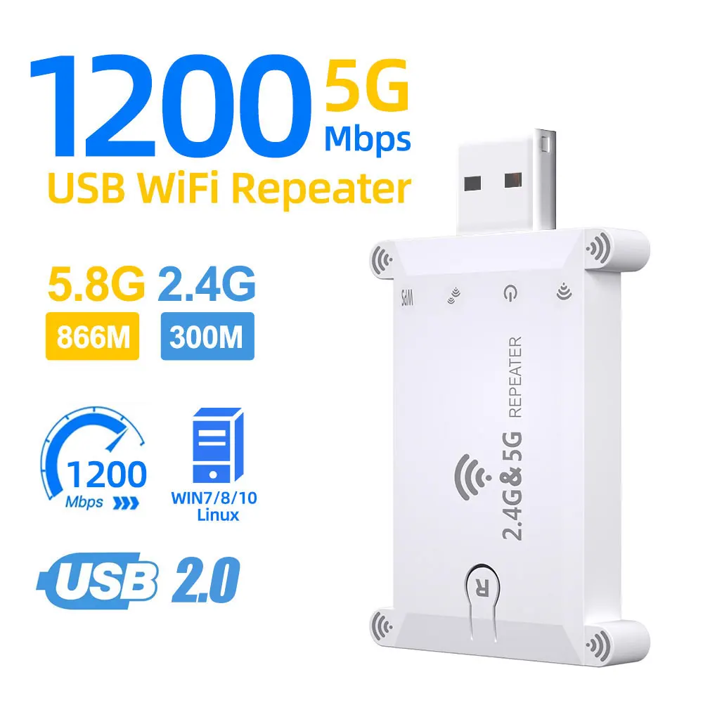 WALRAM WIFI5 AC1300 Dual Band 1200M Drahtlose Signal Verstärker Wifi Extender Booster 2,4g/5g Wifi Repeater usb Netzteil