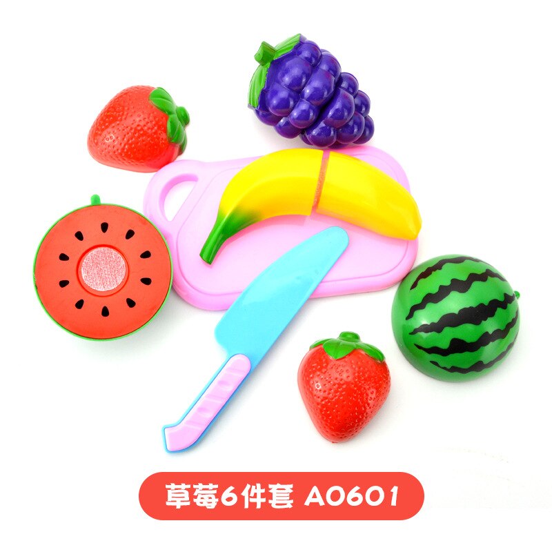 23Pcs/Set Children Play House Toy Cutting Fruit Vegetable Food Pretend Play House Toys for Children Kids Educational Toys: 6Pcs with Strawberry