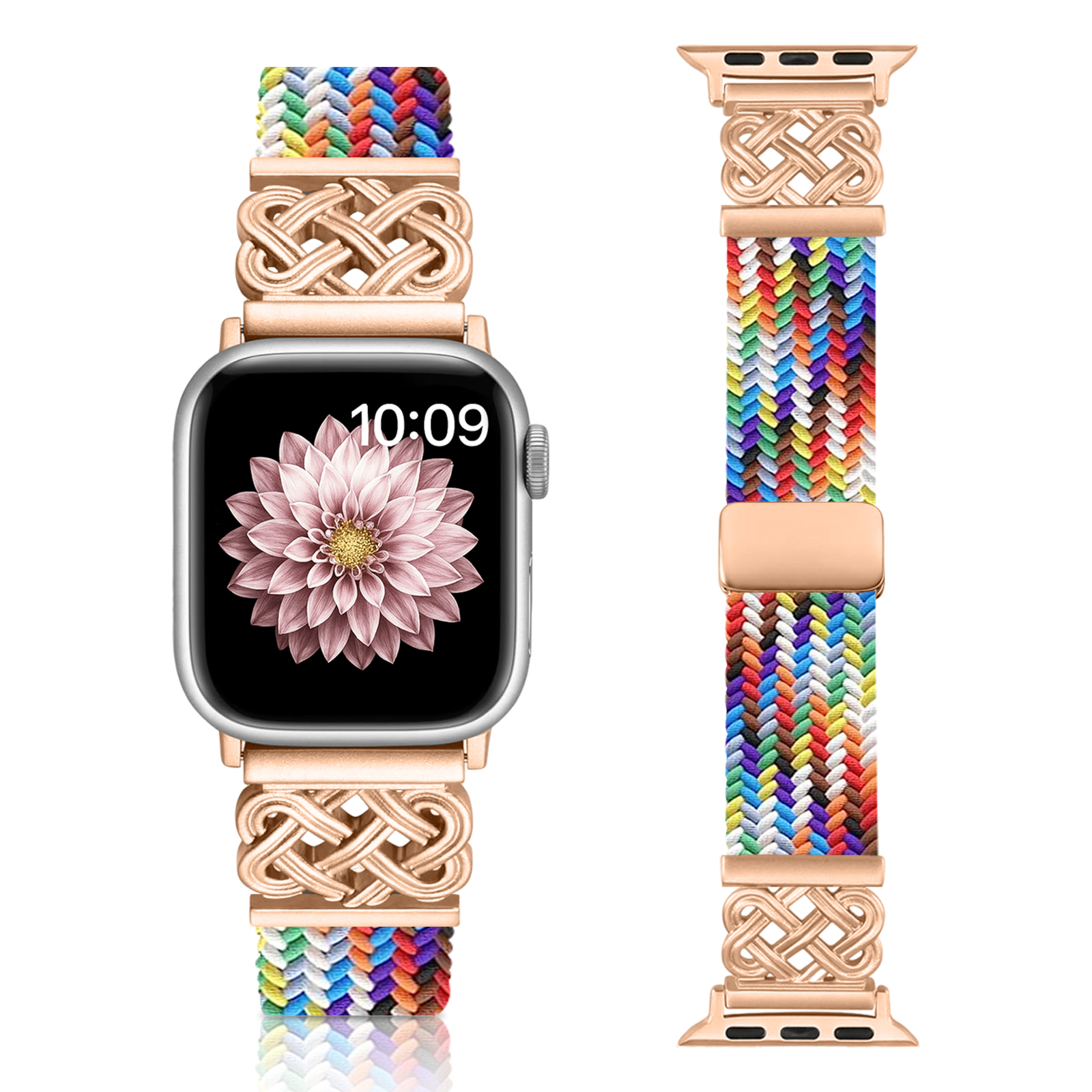 Gevlochten band voor Apple Watch Band 44 mm 40 mm 45 mm 49 mm 41 mm 38 gesparmband iWatch-serie se 7 3 6 8 9 Ultra 2 magnetische band: 18mm / MULTI