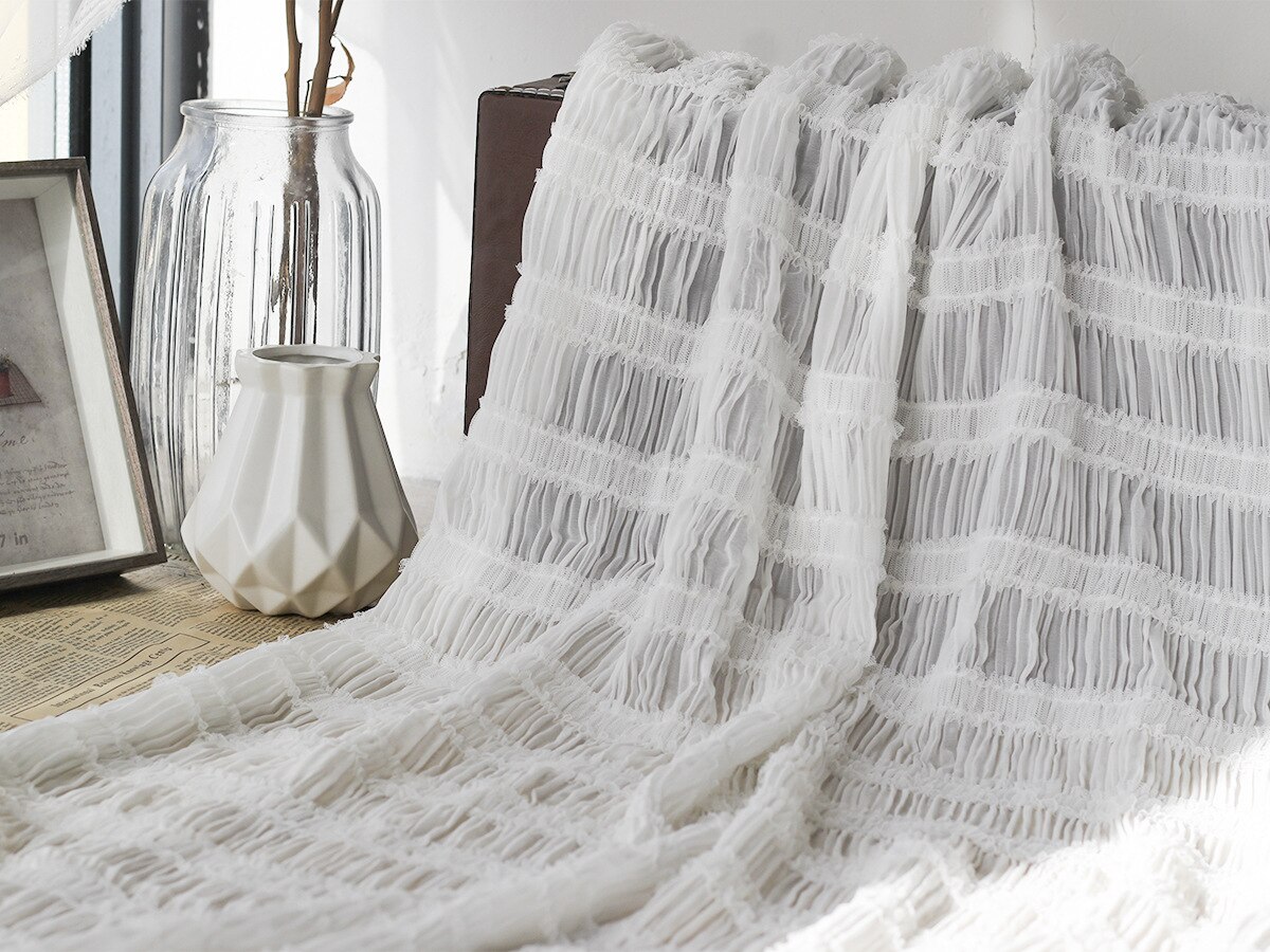 Tela de gasa elástica para vestido de boda, tejido de tul microtransparente bordado con gancho para arrugas, novedad: 01 white
