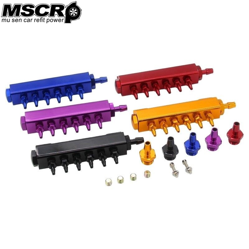 Aluminum Turbo Wastegate Bosst Vacuum Intake Manifold 6 Port 1/8 NPT