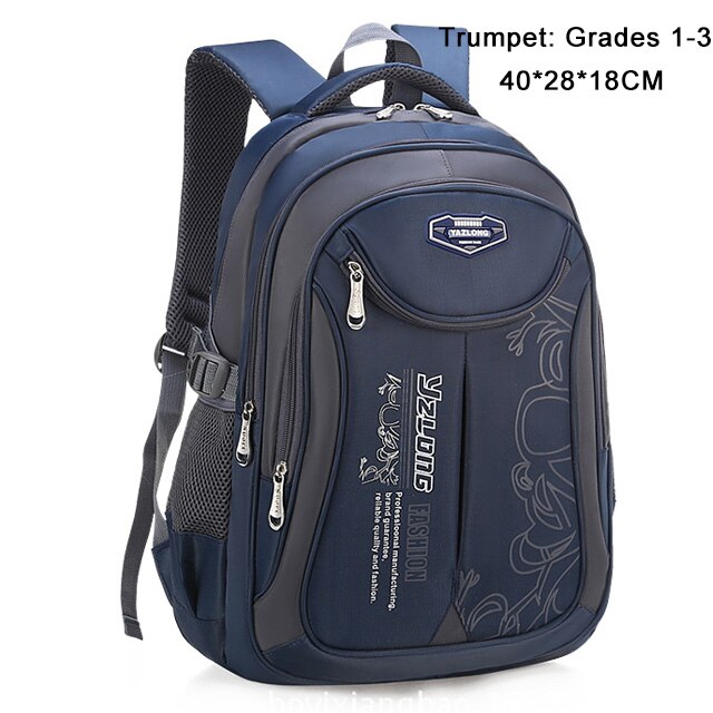 Sacs d'école étanches pour enfants, sacoche orthopédique pour filles et garçons, cartable pour enfants, cartable d'école primaire: Dark blue large