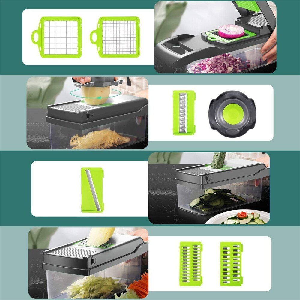 12 in 1 Multifunctional Mandoline Slicer Cutter Vegetable Choppers Adjustable Onion Potato Slicer Dicer Kitchen Vegetables Tools