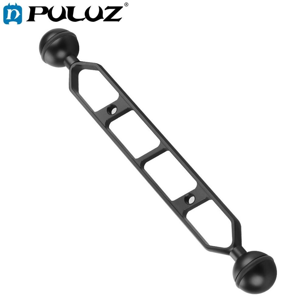 Puluz 9 tommer 22.9cm aluminiumslegering dykkerarm med dobbeltkugler til undervandslygte/videolys, kuglediameter :1 tommer  / 2.54cm