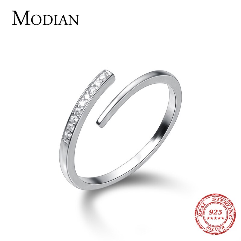 Modian authentique 925 argent Sterling lumineux Zircon anneau pour les femmes taille libre anneau Simple mariage Fine bijoux accessoires