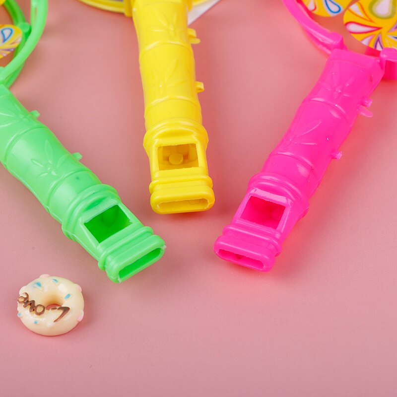 Molino de viento de plástico para bebés y niños, juguete infantil de molino de viento pequeño colorido, con mango silbante