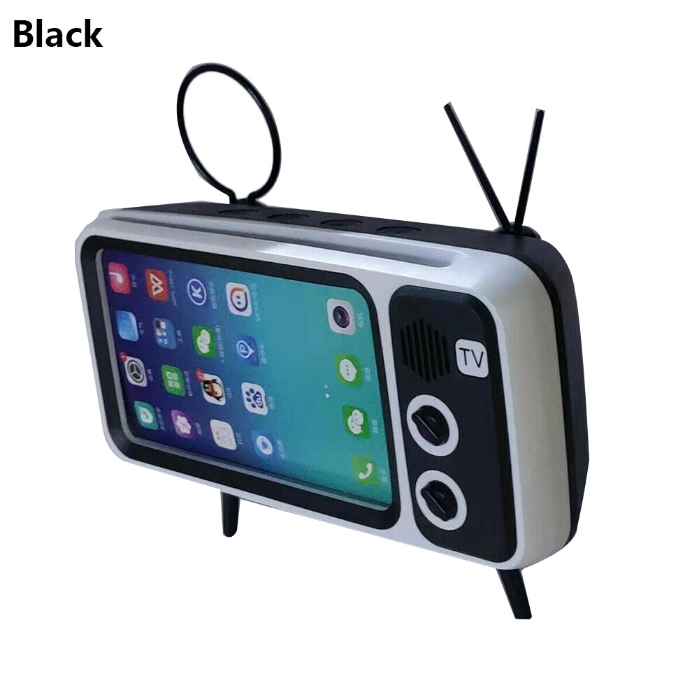 Retro Television Mobile Phone Bracket Movies Lazy Mobile Phone Holder TV Phone Support No Bluetooth Function: black