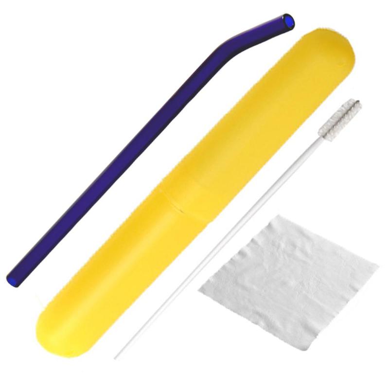 1 Juego de pajitas de vidrio reutilizables, pajilla recta reutilizable, Pajita para beber con cepillo de limpieza y paño de limpieza para bebidas frías y calientes: 15