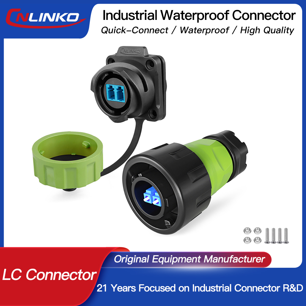 CNLINKO LC to LC Optical Fiber Connector IP68 Waterproof Single Mode Fiber Optic M24 Industrial Computer System Signal Connector
