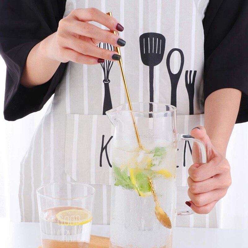 Cuchara de té de hielo con mango Extra largo, cuchara de helado mezcladora de 4 colores de 12 pulgadas, cucharas agitadoras de cóctel de acero inoxidable, barra Acc