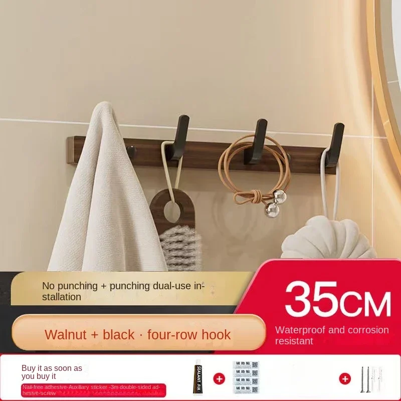 Gancho de madera de nogal para colgar ropa, soporte de tapa para colgar en la pared sin perforaciones, gancho para colgar en la puerta, llavero sin perforar: Gris claro