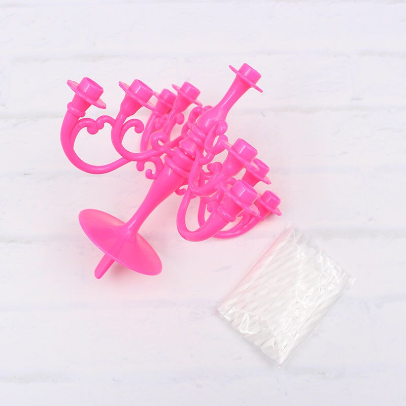 Candelabros de plástico HeyMamba para decoración superior de pastel con vela para niños y adultos, juego de candelero colorido para fiestas de cumpleaños