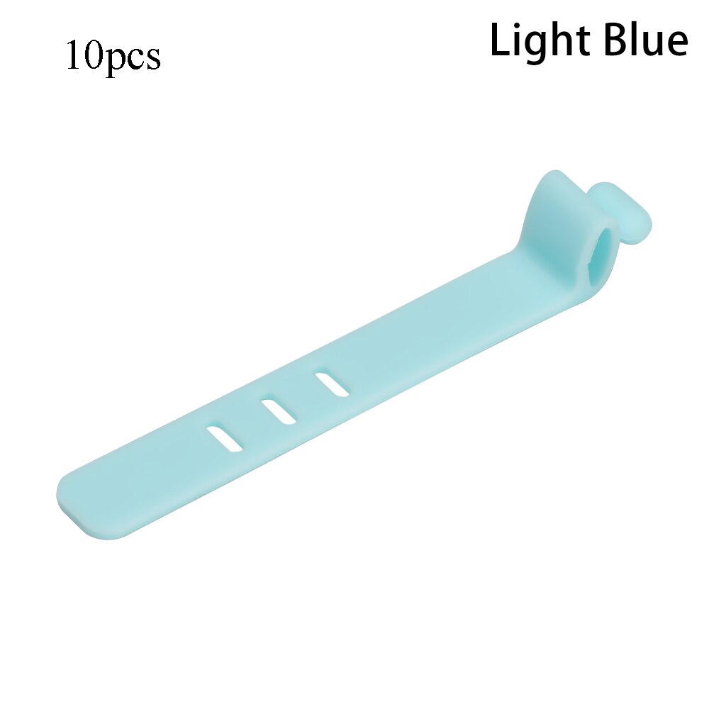 10PCS Soft Silicone Cable Winder Clip Cable Organizer Wire Mouse Cord Line Cable Protector Earphone USB Cable Wire Tie: 10PCS light blue
