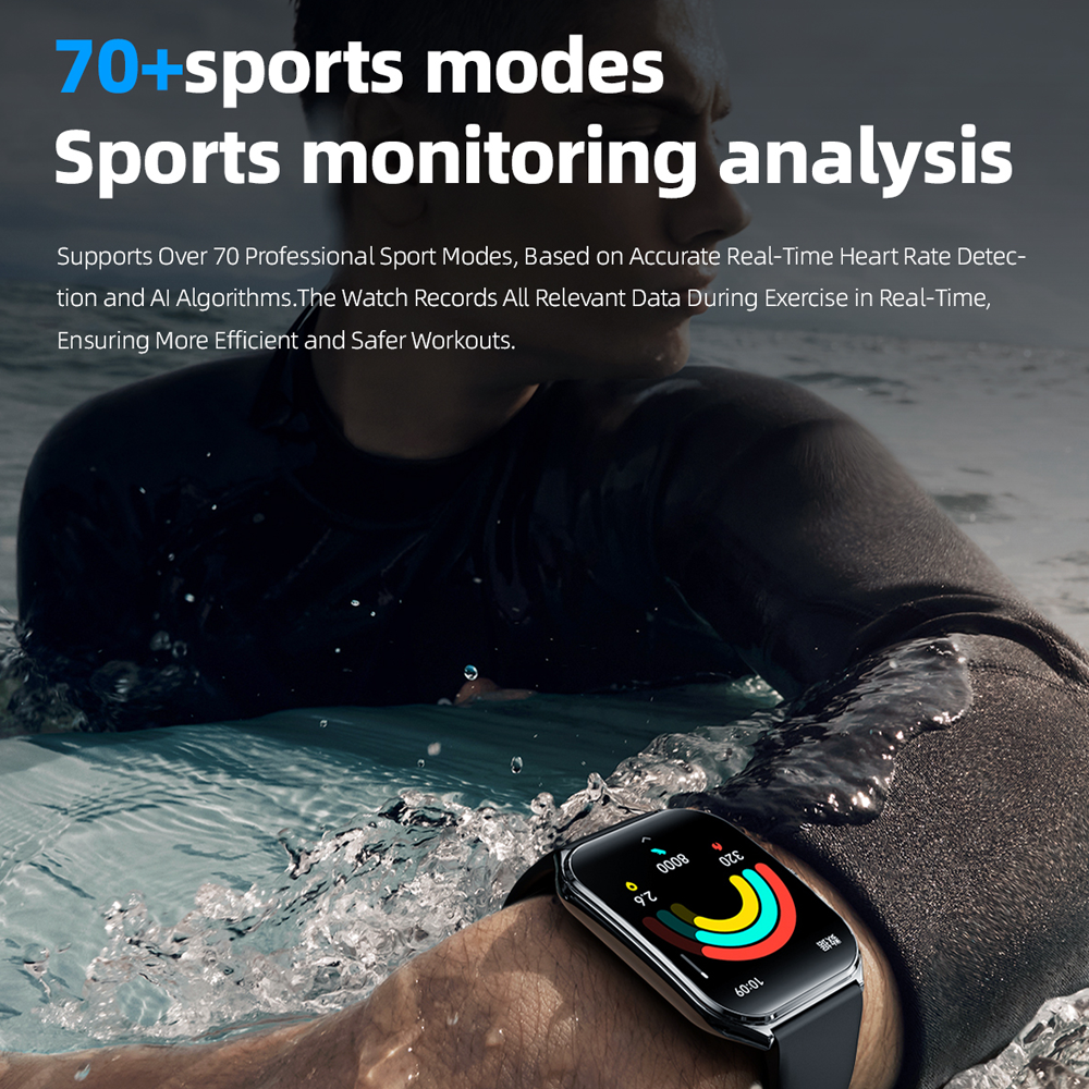 Novo esporte ao ar livre smartwatch masculino 1.96 "tela amoled sempre mostrar tempo ai voz monitor de saúde à prova dwaterproof água bt chamada smartwatch