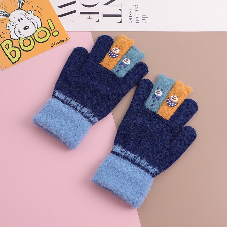 For 4~7Y Kids Winter fingers warm soft knitted boy gloves carton girls thin gloves for Kids