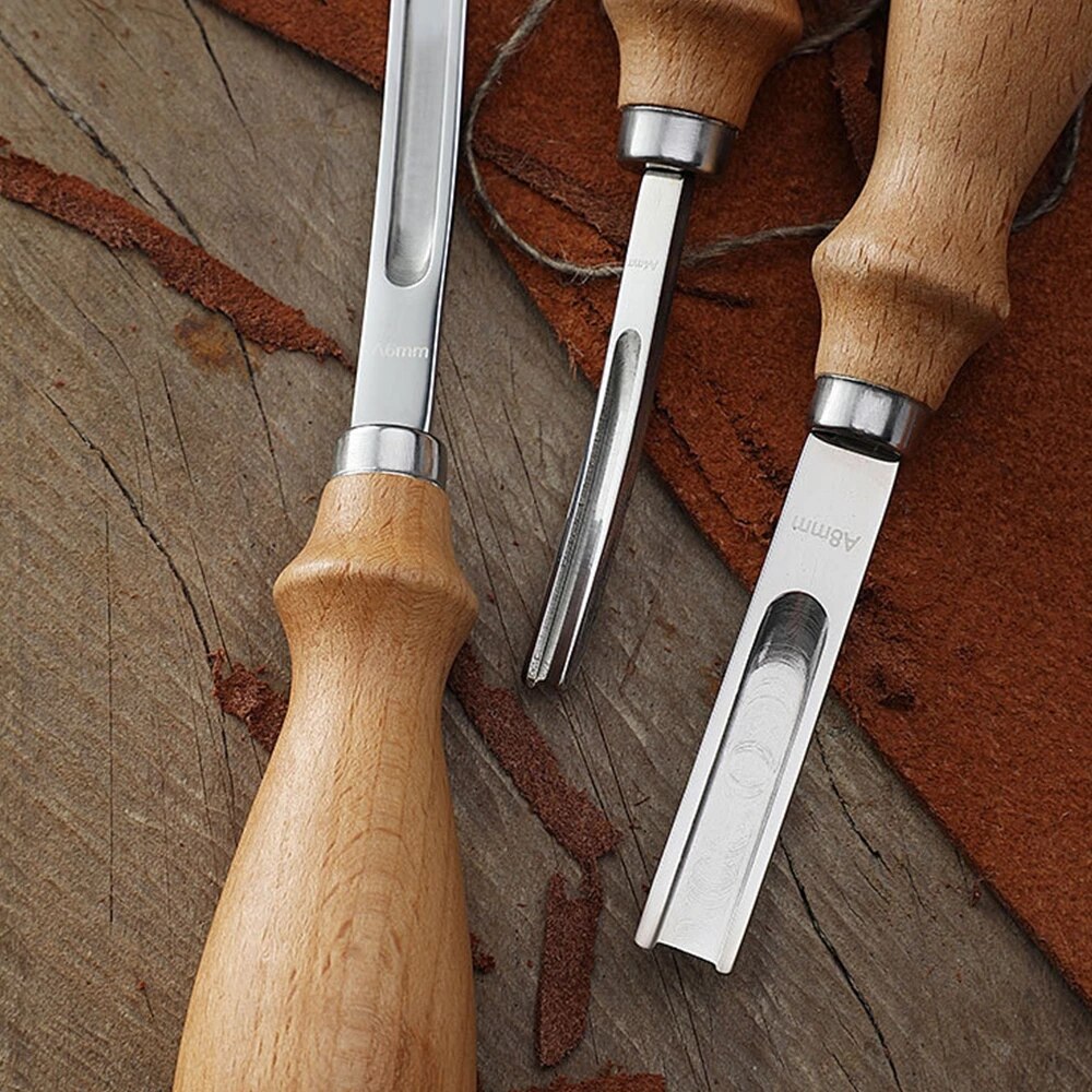 4/ 6 / 8 mm Edelstahl Leder Handwerk Rand Beveler Schäl Abschrägung Messer DIY Schneiden Hand Handwerk Werkzeug mit Holz Griff