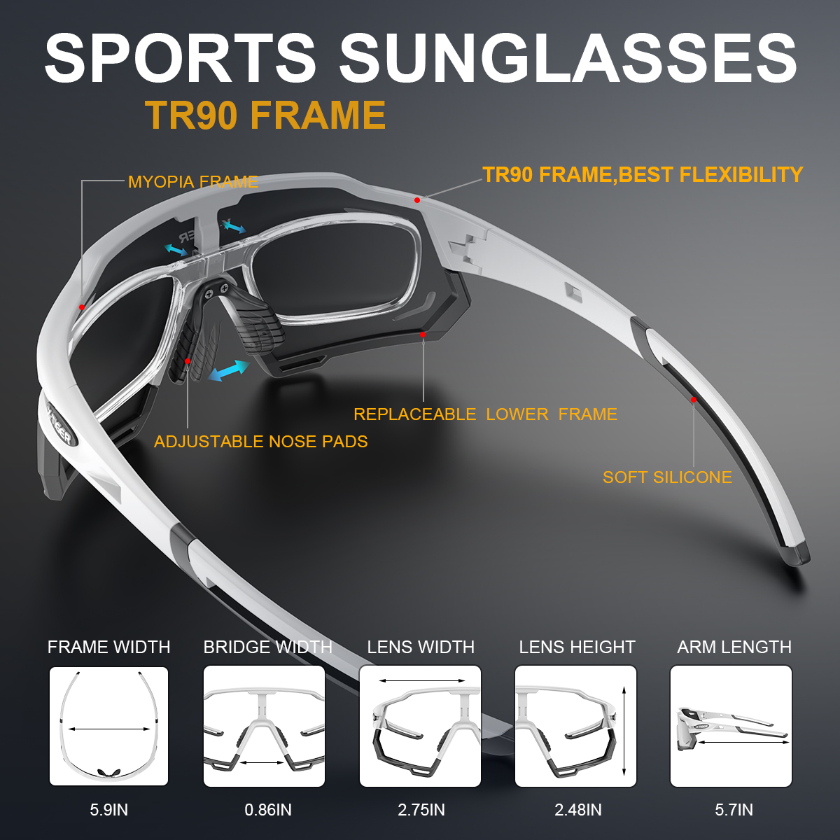 X-TIGER Gafas de ciclismo polarizadas con 5 lentes intercambiables MTB Ciclismo Béisbol Correr Gafas de sol deportivas para hombres y mujeres