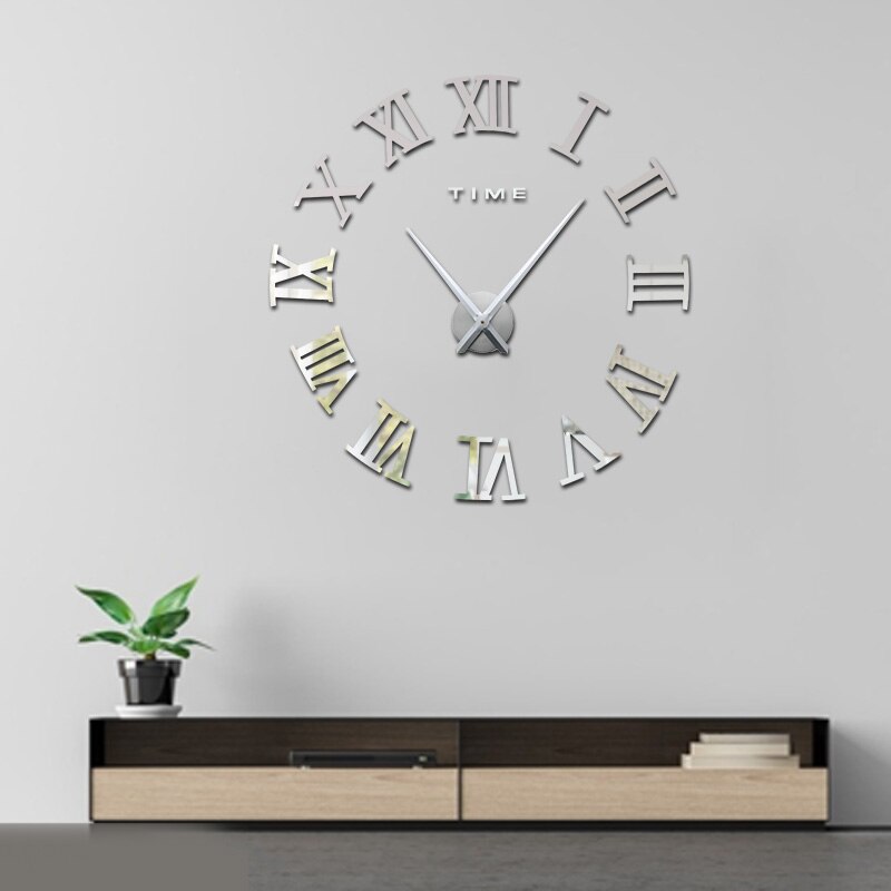 3d zilveren acryl spiegel kwarts klok diy kwarts wandklok stickers zelfklevend waterdicht voor thuis woonkamer muurdecoratie