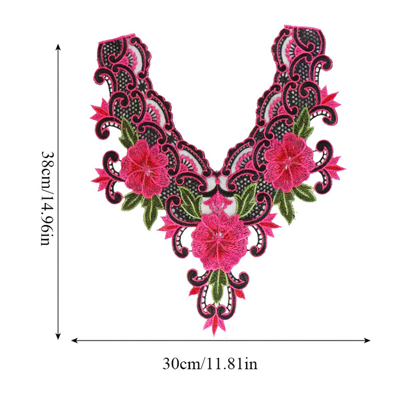 Parche de encaje Floral para cuello bordado, cuello, ropa, costura, accesorios de malla Soluble en agua, aplique