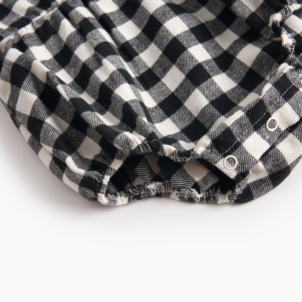 Été bébé barboteuse coton manches courtes Triangle barboteuse pour bébé garçon et fille noir/gris et blanc Plaid été bébé vêtements