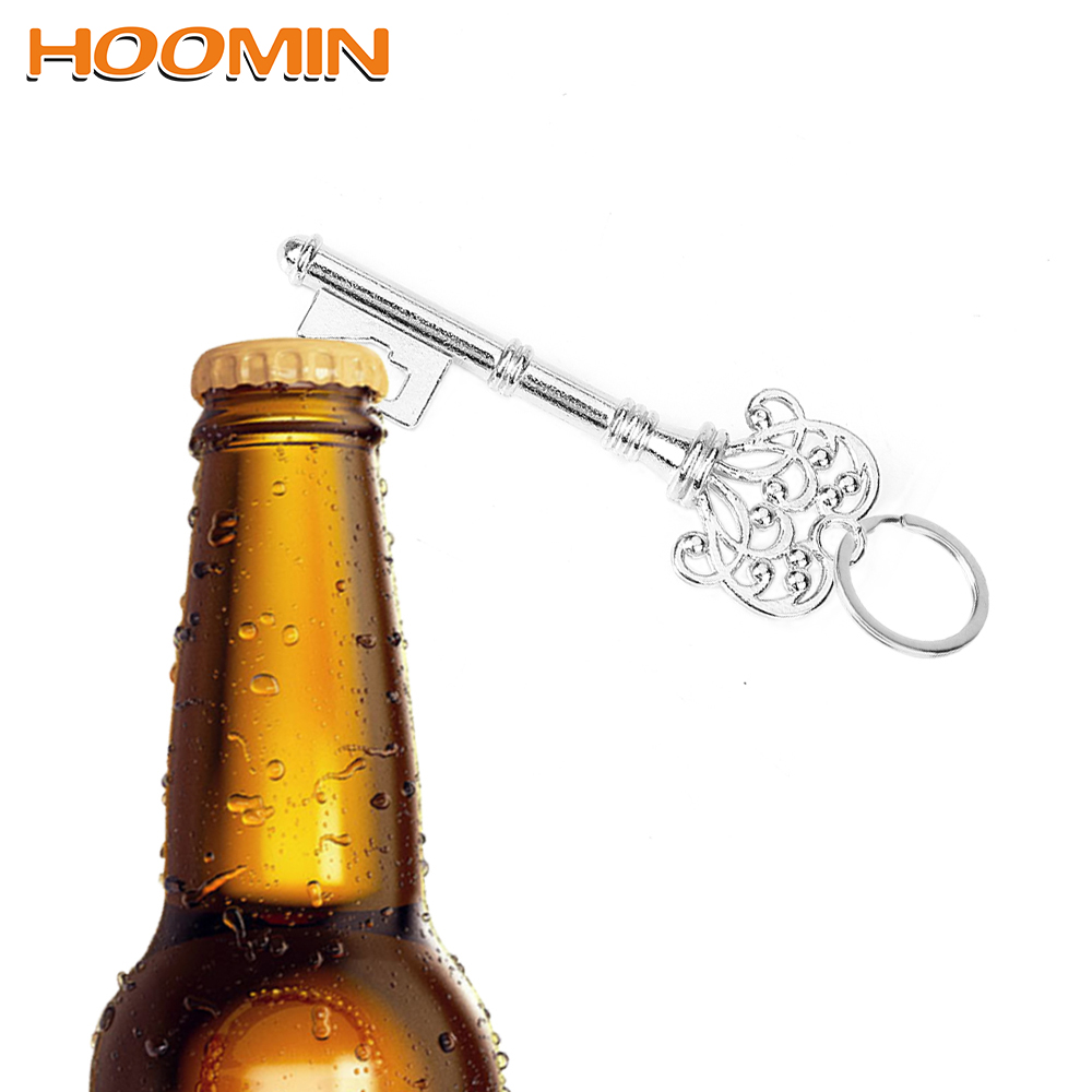 HOOMIN, abrelatas de Metal Retro, llavero para colgar en forma de llave para de boda, abridor de botellas de cerveza, multifunción