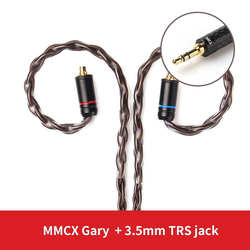 TRN T4 8 Core OCC Single crystal copper cable Earphones Cable 2PIN\MMCX Connector For TRN VX V90 BA5 V80 For BL03 BQ3 T4 T2 DT6: 3.5mm MMCX