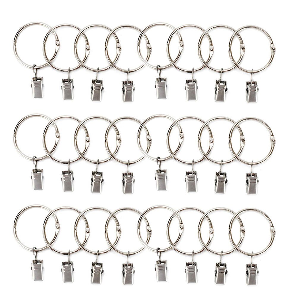 24pcs Metal Snap Ring Curtain Buckle Simple with Opening Multifunction Hooks Hanger Racks Household Supplies