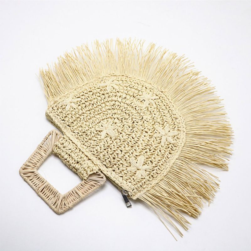 Delle Signore Delle donne di Modo borsa di Paglia Nappa Della Borsa Della signora casuale Tote Portatile di Acquisto di Viaggi Della Borsa dei Sacchetti