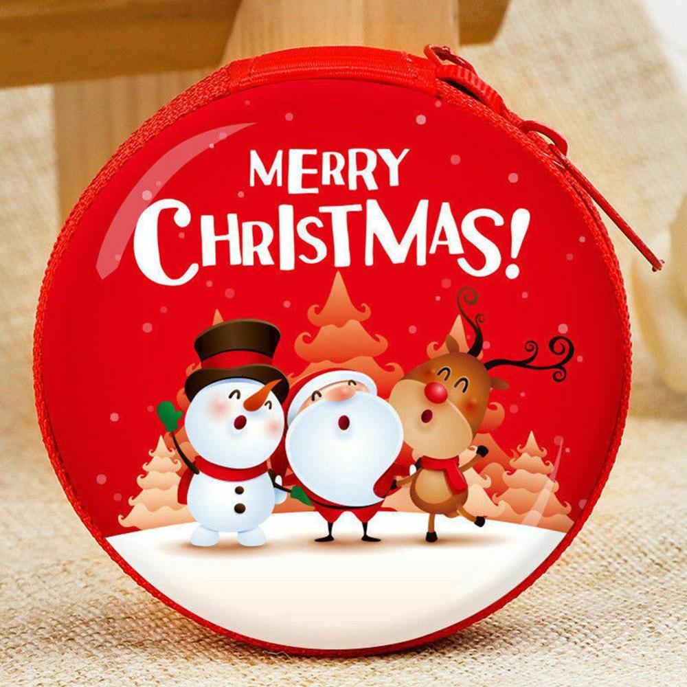 Schattige kerst portemonnee cartoon kinderen meisjes portemonnee organizer kleine kerstman oortelefoon zakje kerstman doos munt pen  l5 c 3