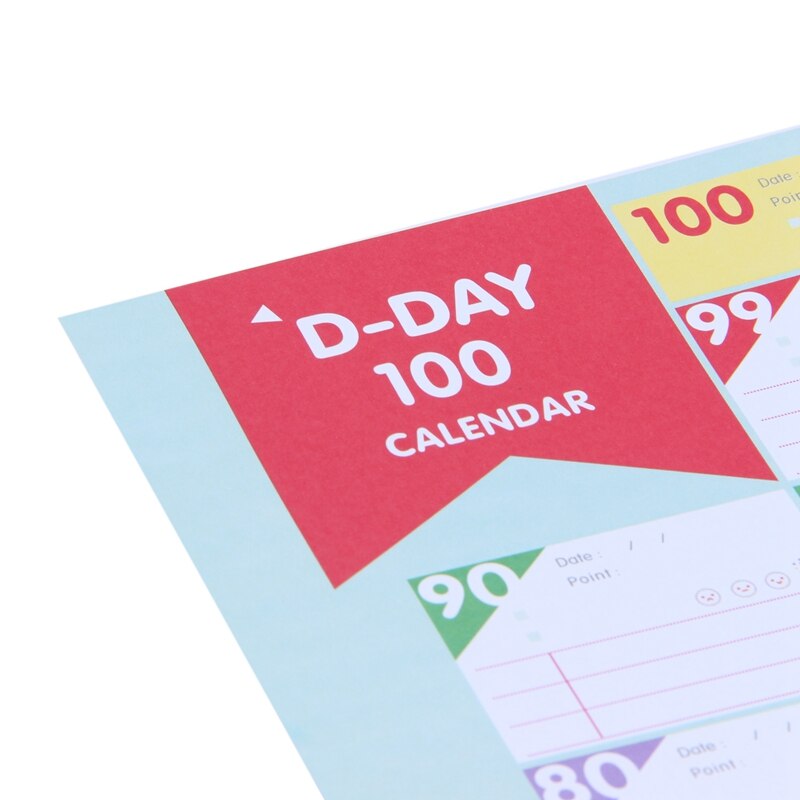 3 Sheets Plan Paper 100 Days Countdown Schedule Wall Calendars Daily Weekly Months Planner Goals Organizer for Work/Study/Lose W