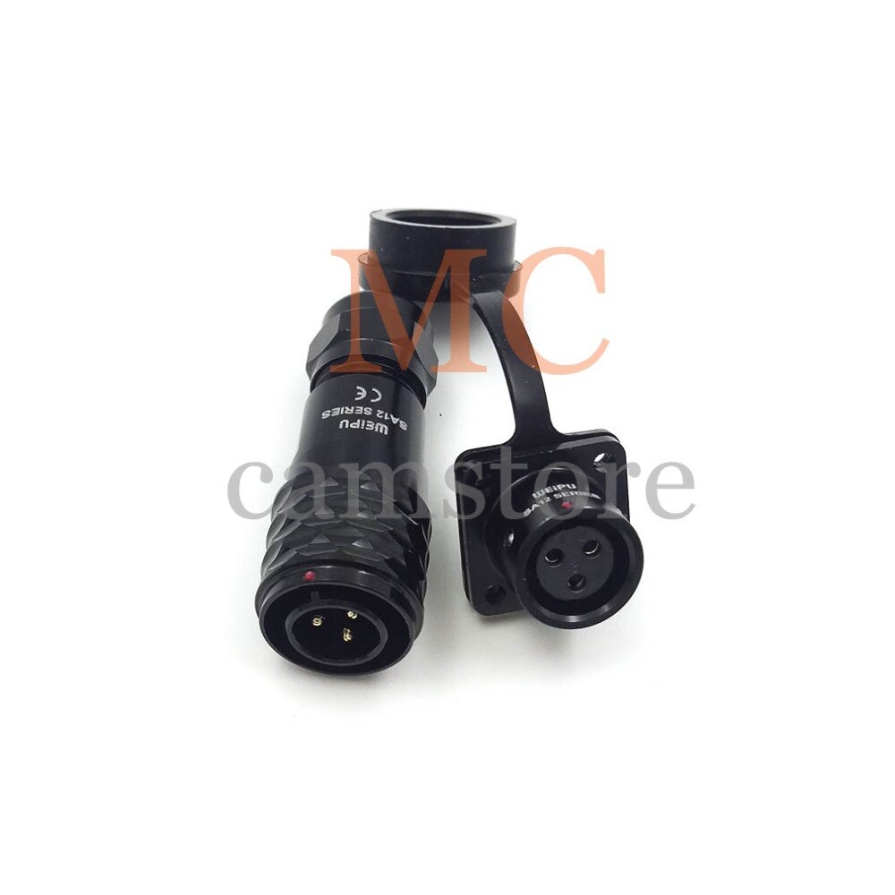 WEIPU SA12 series metal waterproof connector 2-9 pin plugs and socket, IP67 2pin waterproof male female solder wire connectors
