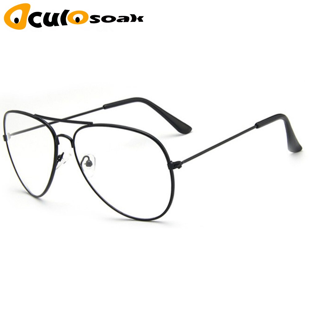 Classic Clear Glazen Goud Frame Vintage Zonnebril Vrouwen Mannen Optische Luchtvaart Brillen Transparant Clear Oculos De Grau: Black