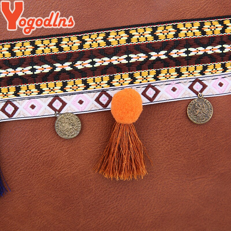Yogodlns PU Leather Shoulder Bag for Women Envelope Bag Tassel Decoration Messenger Bags National Style Lady Purse