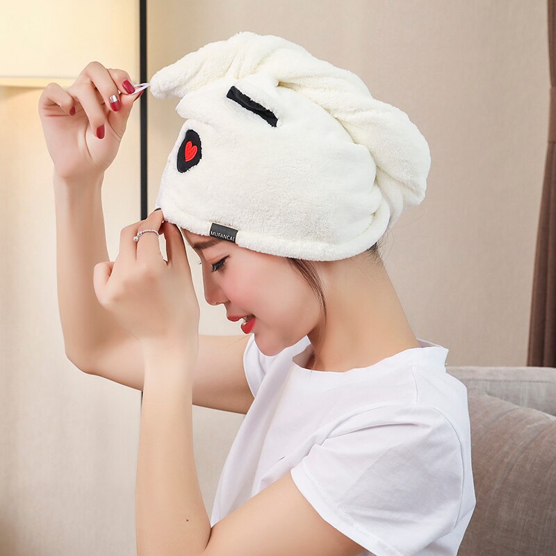 Hair Towel Wrap Turban Microfiber Drying Bath Shower Head Towel with Buttons, Quick Magic Dryer, Dry Hair Hat, Wrapped Bath Cap
