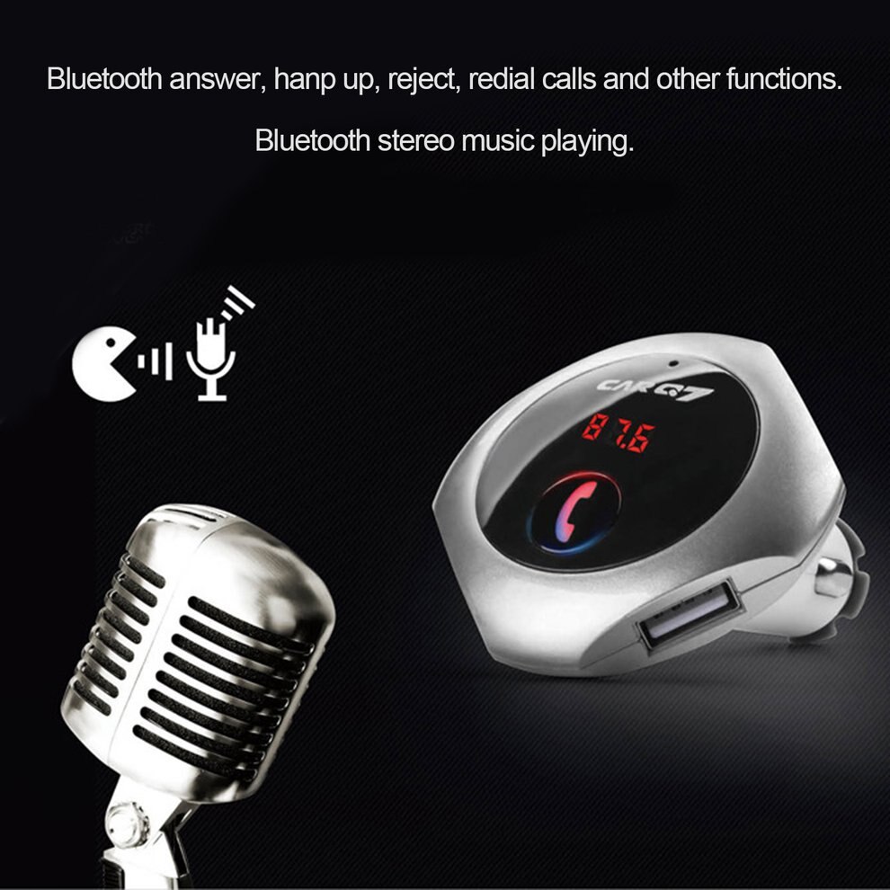 Car Player Dual USB Wireless W Slot-in FM Transmitter MP3 Player 360 Degrees Rotating Car Charger