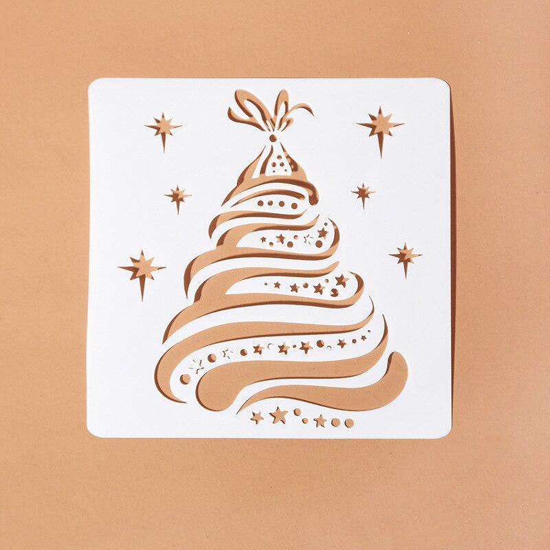 EZONE, regla de pintura de Navidad, de alce, de Navidad, Forma del árbol, plantilla hueca, sello, herramienta de dibujo DIY, papelería de Estudiante: 1