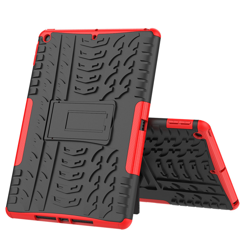 Til ipad air 1 etui, ipad 5/6th gen 9.7 tommer panseret etui, kraftigt cover til ipad 9.7, tpu+pc panseret stativ 2 tablet etui: 1 / Rød