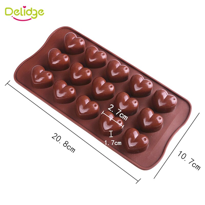 Delidge 1 st 15 Gaten Hartvorm Chocolade Mallen DIY siliconen Cake Decoratie Jelly Ice Liefde Chocolade Mallen Bakken gereedschap