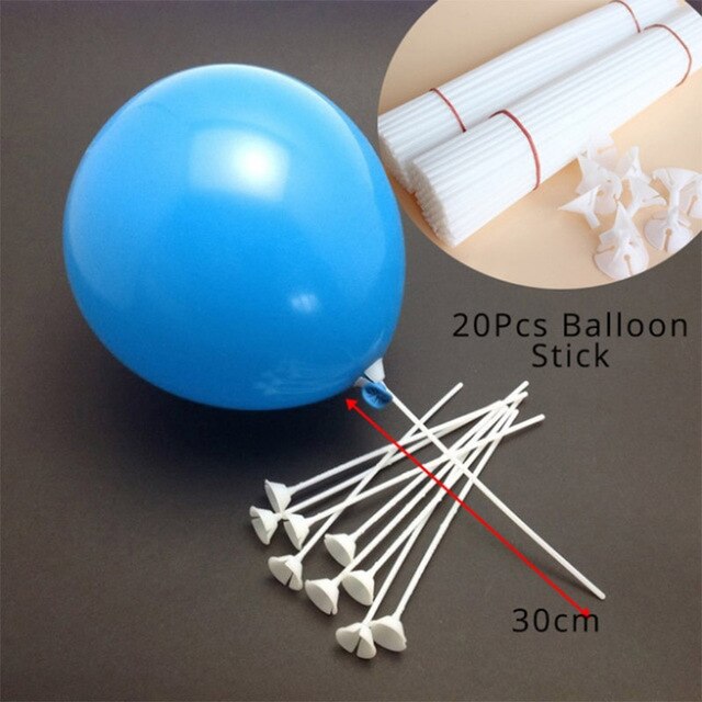 10 Stuks 12 Inch Goud Zilver Metalen Ballonnen Latex Ballon Kinderen Speelgoed Verjaardagsfeestje Bruiloft Decoratie Air Helium Ballon: 20pcs Balloon Sticks