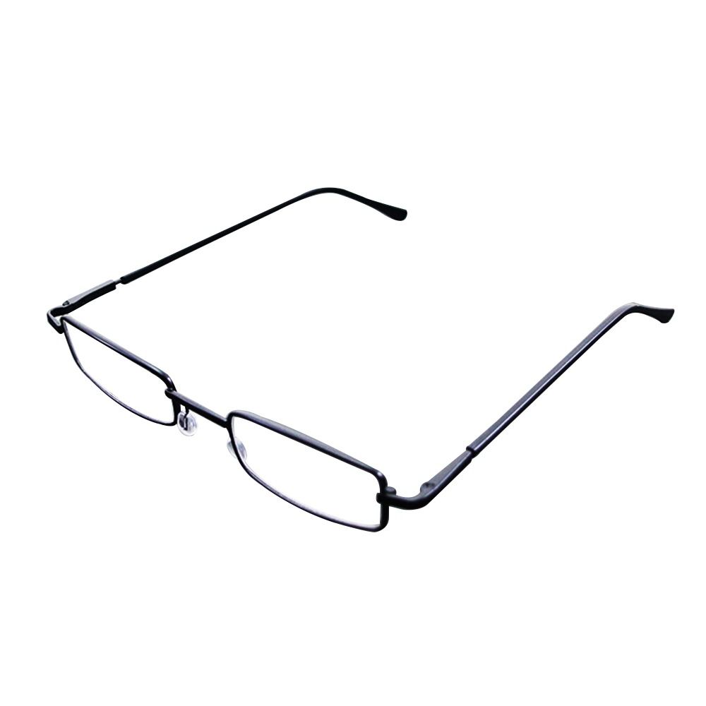 Gafas de lectura elegantes con protección ocular, gafas cuadradas de Metal ultraligeras, gafas para presbicia para hombres y mujeres: Blanco / +150