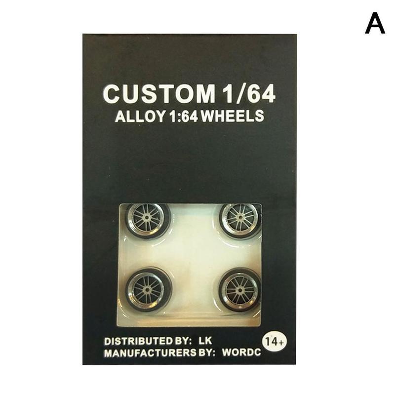 1/64 Schaal Legering Wielen Model Universele Modificatie Band Diecasts Alloy Wheel Tire Rubber Banden Speelgoed Accessoires Wielen: A
