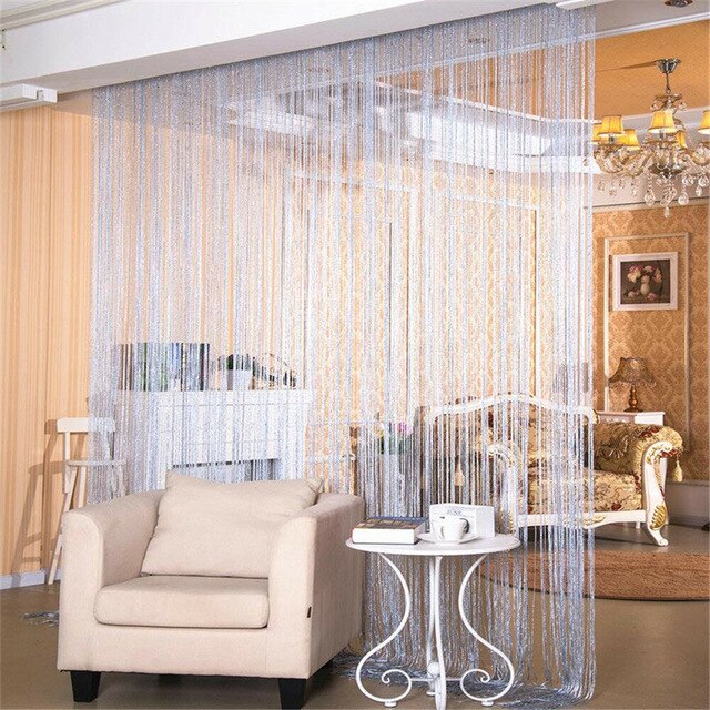 Luksus glas gardin 200 x 100cm flash linje lyse kvast dør gardin vindue skillevæg hjem dekoration gardiner: H